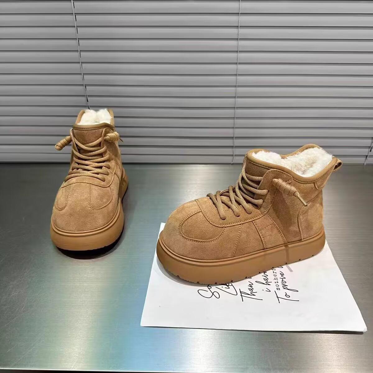 

Женские меховые зимние ботинки на платформе с плоскими носками, замшевые плюшевые хлопковые туфли, повседневные кроссовки, зима 2025, тренд, теплые, удобные, спортивные ботинки Mujer 40 жёлтый