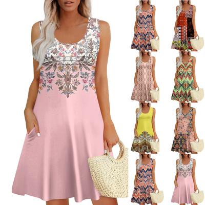 Womens Summer Dresses Loose  Sleeveless Sundresses Dress With Pockets