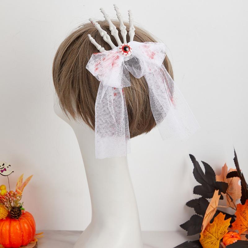 Halloween Veil Black Veil Day of The Dead Terrifying Eyeball Headwear Rose Hairband Blood Veil