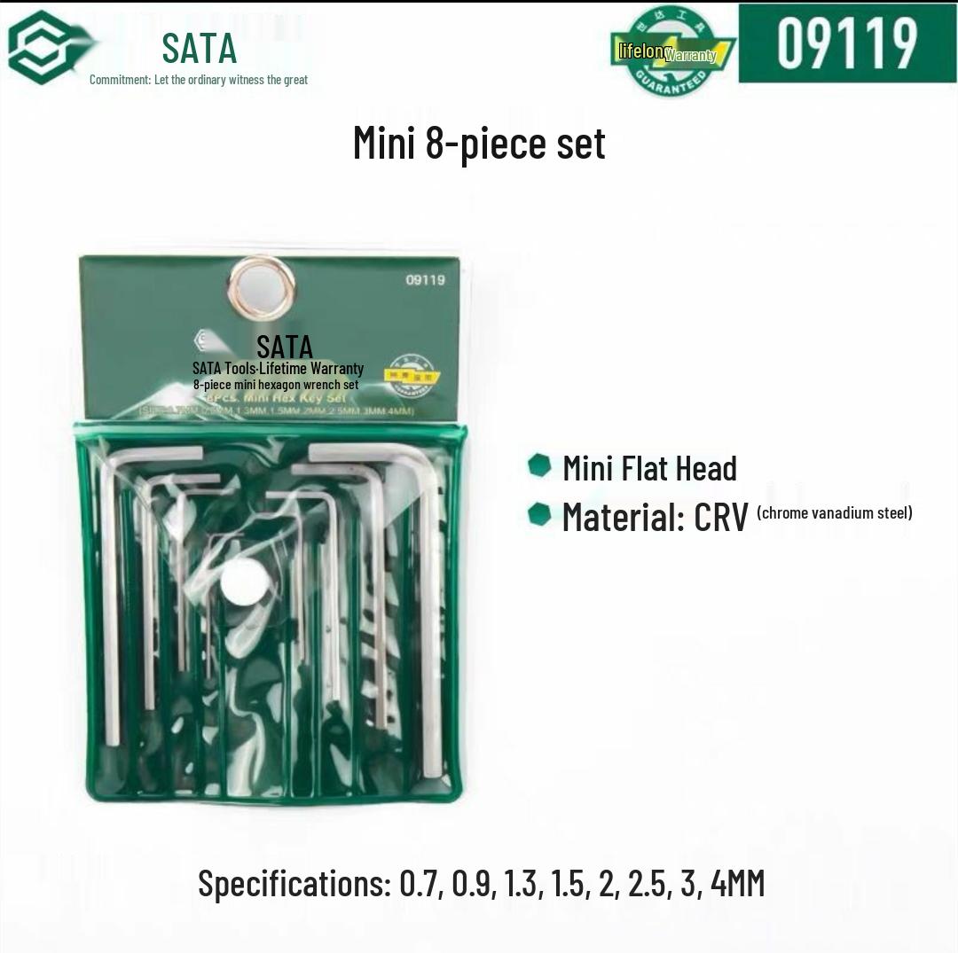 

Hex Wrench Set - Mini, Extra Long, Ball & Flat Head, Available in 7, 8, 9, 10, 14 Pieces (Model 09105)
