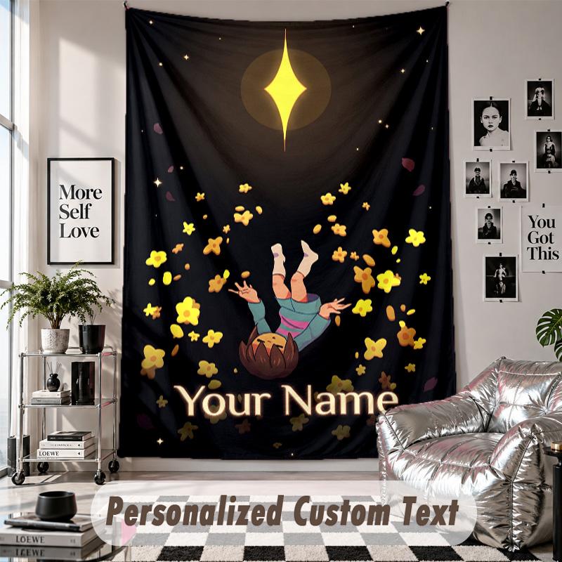 Custom Tapestry Wall Hanging, Undertale Personalized Name Text Home Wall Decor