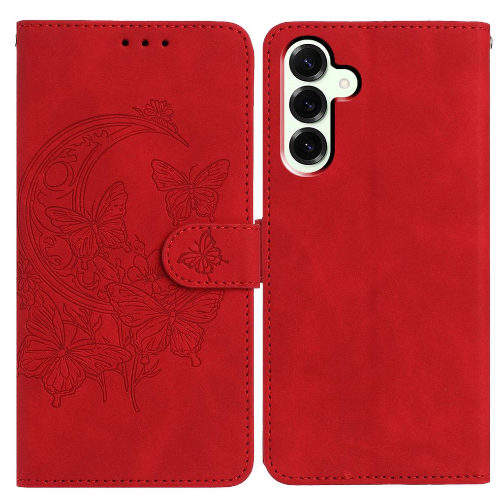 For Samsung Galaxy S25+ Case Butterfly Flower Imprinted PU Leather Wallet Stand Phone Cover