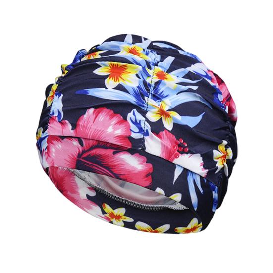 Cloth Swimming Pool Cap for Women, Breathable Colorful Ruffle Swim Cap, Elastic Ear Protection Short Long Hair Bathing Hat
