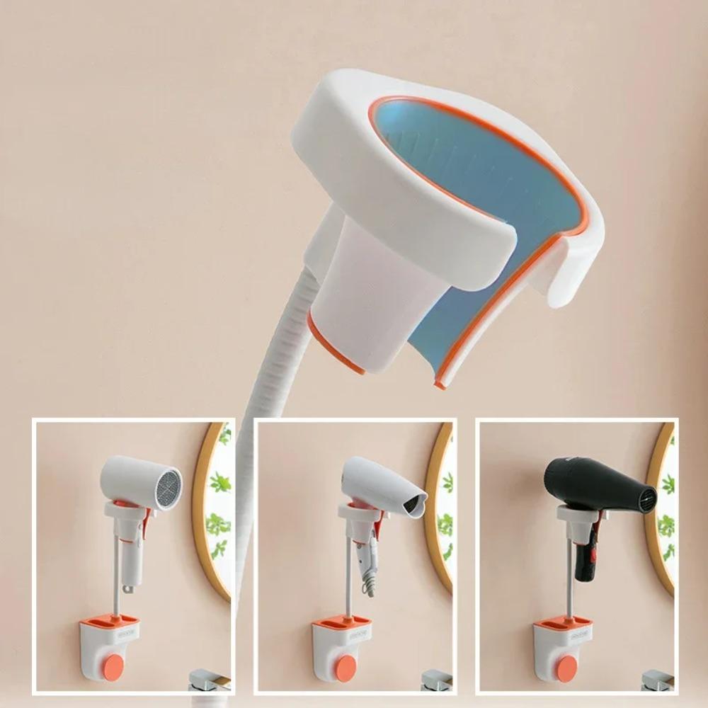 

Adjustable Hairdryer Stand Wall Mount Bathroom Shelves Hands Free Hair Dryer Holder Storange білий