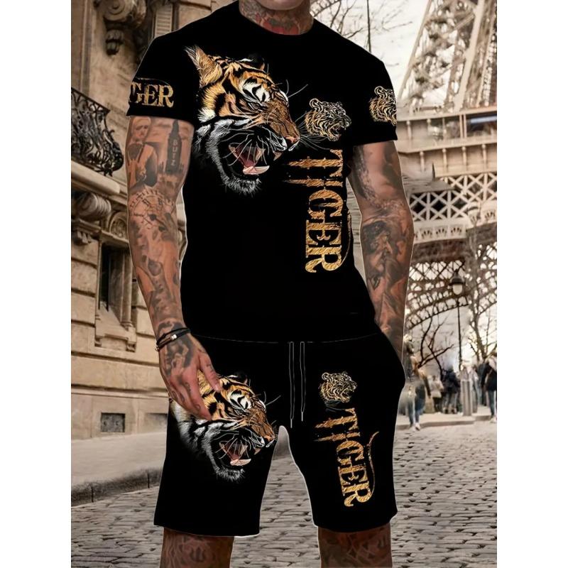 New Lion King Pattern Men's T-shirt Collection 3D Printed Summer Animal Clothing Short Sleeves And Shorts 2 Casual Fashion Piece