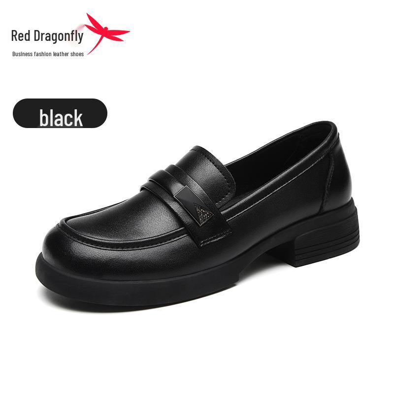 Red Dragonfly Women s Genuine Leather Slip-On Loafers, Comfortable British Style Soft Sole Autumn Shoes 38