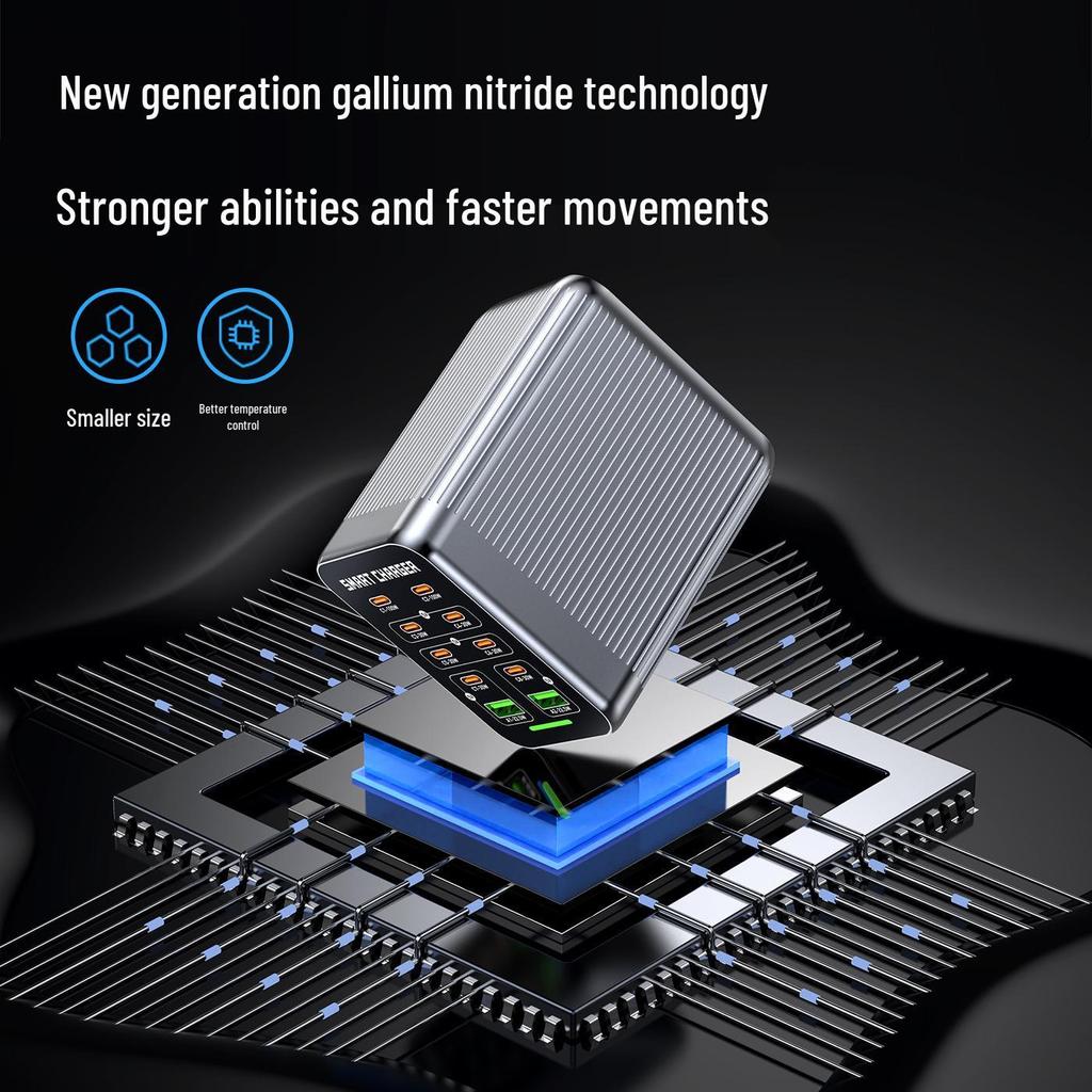 425W Gallium Nitride 10-Port Fast Charger for Phones, Laptops & Tablets