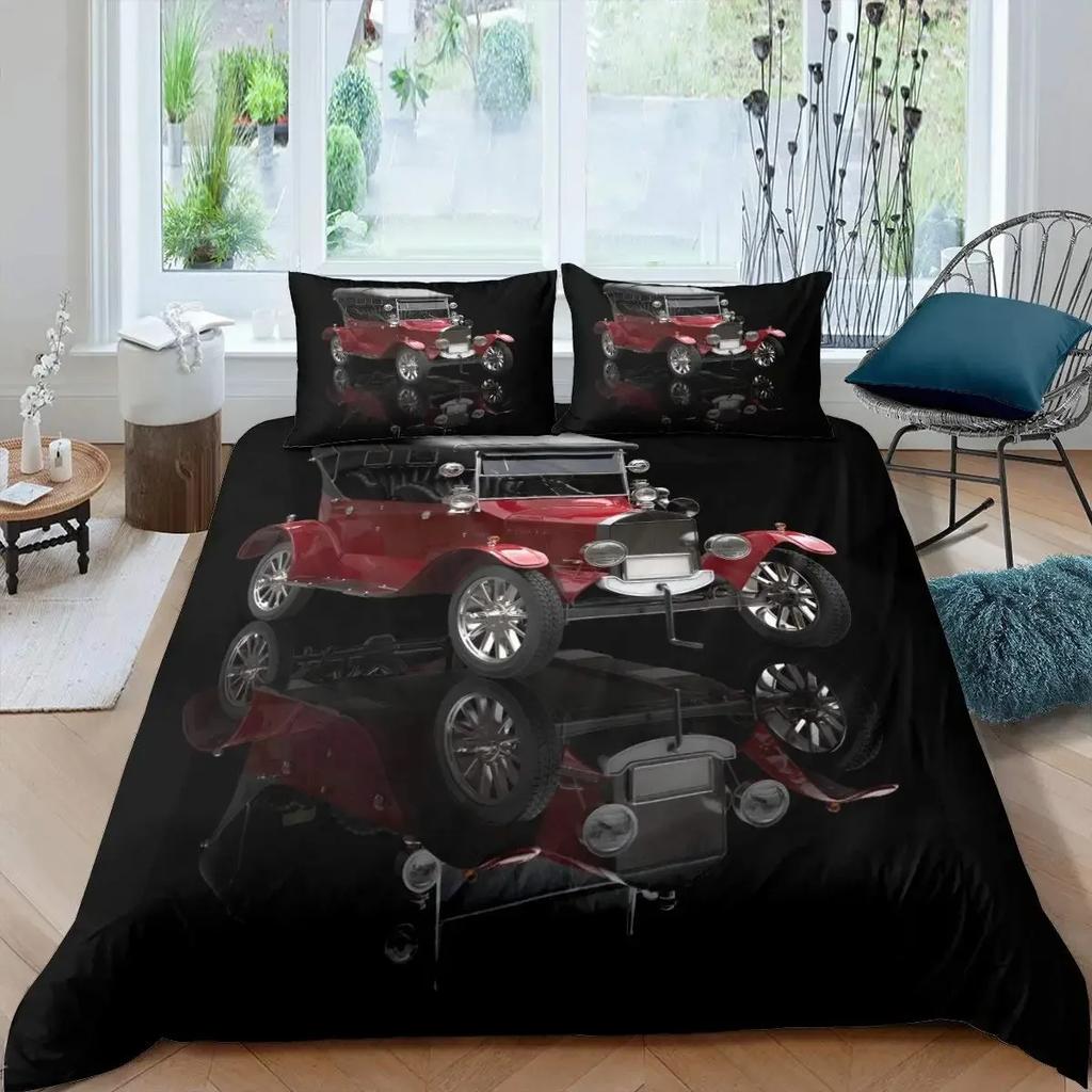 Comforter Vintage Classic Car Automobile Mechanic Nostalgic 50S Bedding Set Twin Queen King Full Polyester