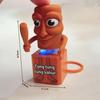 Funny Tung Tung Sahur Man Keychains with LED Light Cartoon Button Keyring Decompression Backpack Hanging Pendant Creative Gifts
