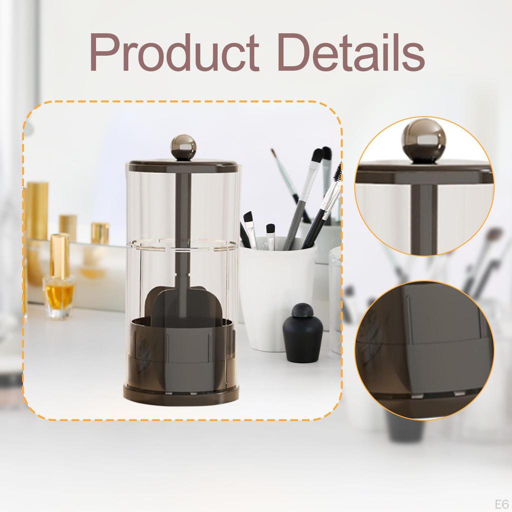 Auto Rising Makeup Brush Holder Cosmetic Tools Organizer Compact Multipurpose with Lid Storage for