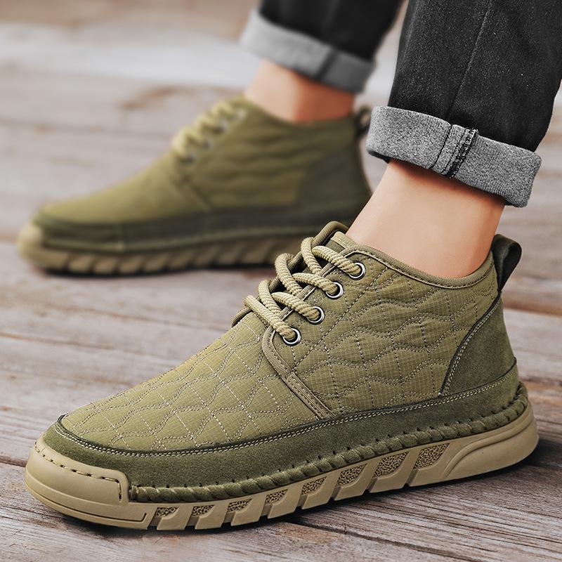 

Cotton shoes men s winter velvet warm short boots snow boots men s shoes men s high-top non-slip and wear-resistant lace-up short boots 46
