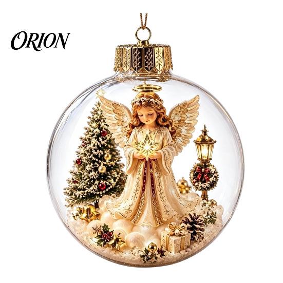 Winter Holiday Decorations Christmas Story Ornament, Acrylic Hanging Angel Santa Claus Seasonal Home Decor Candy House Designs, Ball Shape Festive