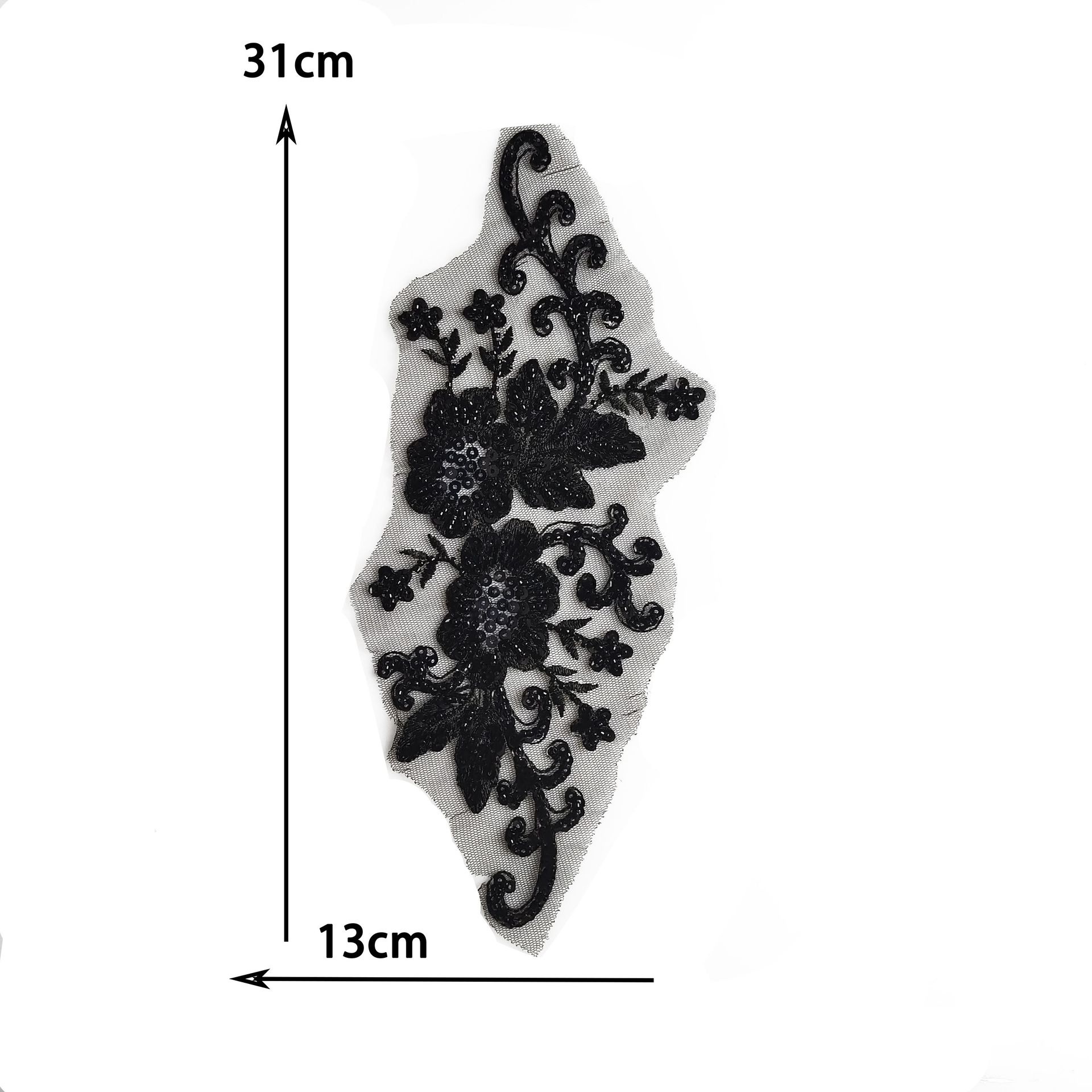 

Black And White I Polyester Bead Embroidery Sewing Lace Diy Single Flower Decorative Clothing Collar Accessories Clothing Accessories Style 2493 black (1 piece)