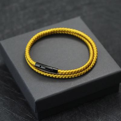 Novedad En Pulsera de Cuerda con Quilla de 4 mm Para Hombres Acero Inoxidable Pulsera de Lujo Hombre Cierre de Presión Pulsera de Cordón Macramé Pulsera Tela Regalo