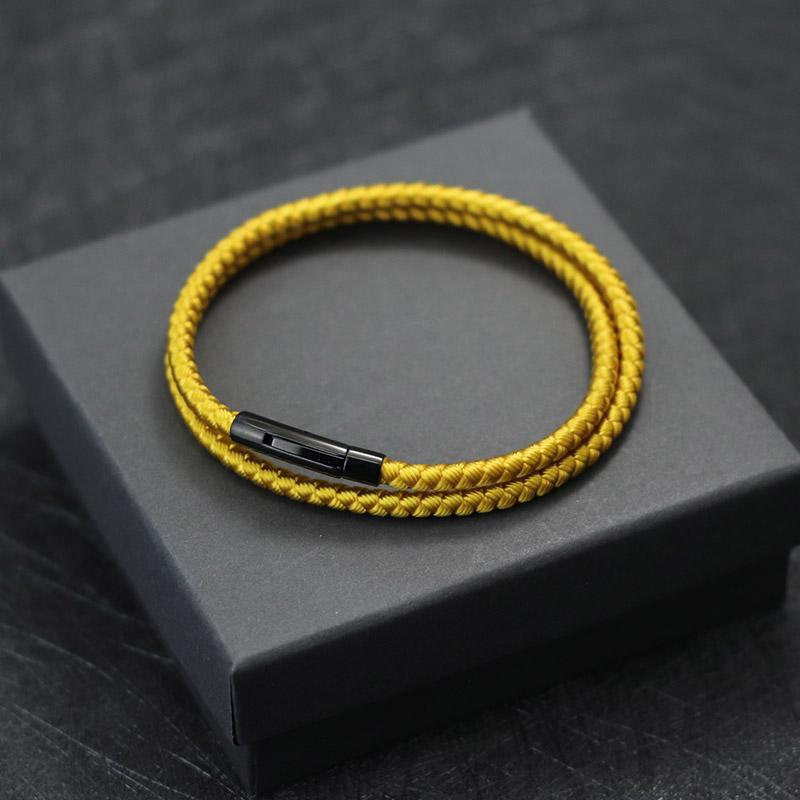 

New In 4mm Keel Rope Bracelet For Men Stainless Steel Luxe Braclet Homme Press Lock Clasp Cord Macrame Braslet Pulsera Tela Gift 20.5cm 8.1Inch