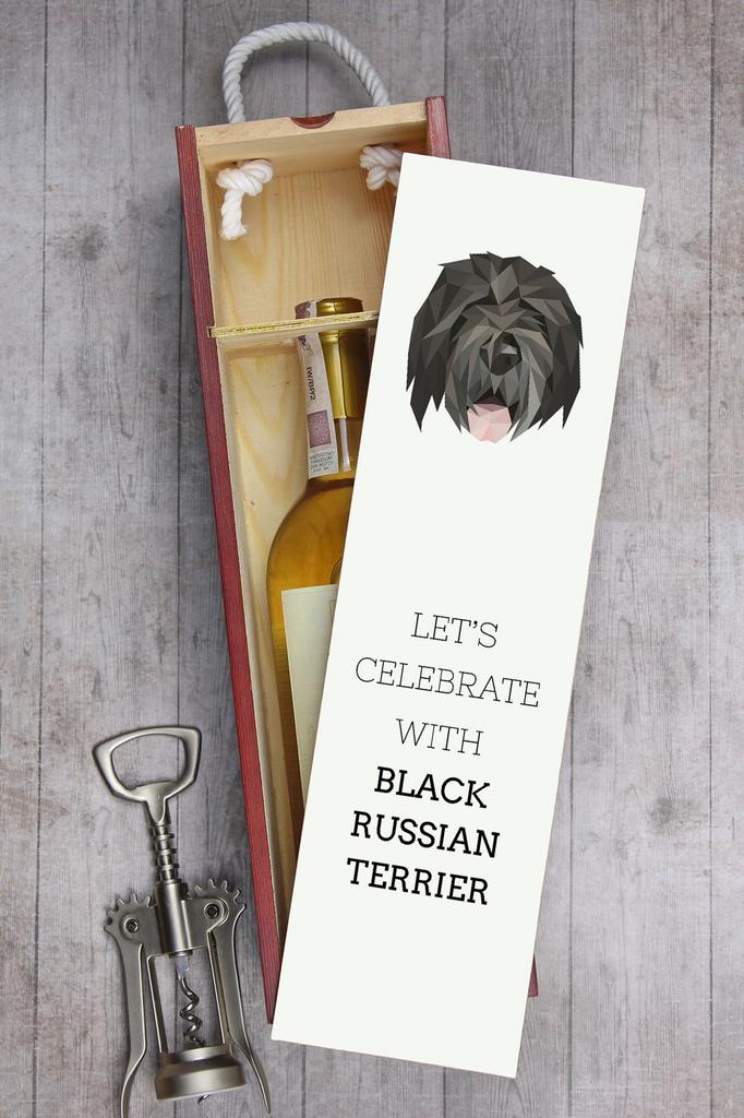 Czarny Terier Rosyjski, Russian Black Terrier - Geometryczne Pudełko Ze Zdjęciem I Napisem Na Wino Marki Art-Dog
