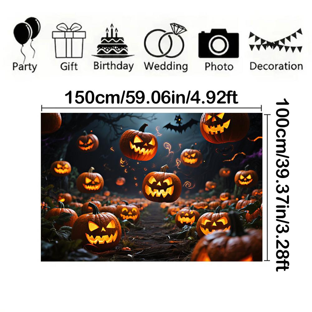 Design Jack-o'-lanterns Halloweenská párty pozadí Polyester pro fotokoutek, Párty akce, Sváteční oslava, Nástěnná dekorace