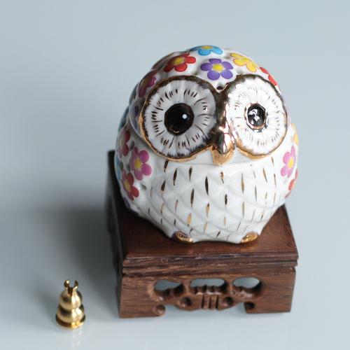 Japonský styl roztomilé sovy aromaterapeutická kamna jednoduchá dekorace pro domácí kancelář z agarového dřeva, keramiky, kadidlo