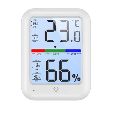 Digital Indoor with Temperature Comfort Level Touch and Temperature and Humidity Recording Thermometer/Hygrometer Monitor, Display, Buttons,