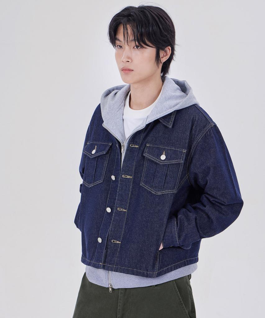Glw Non-Faded Crop Denim Jacket Indigo Blue