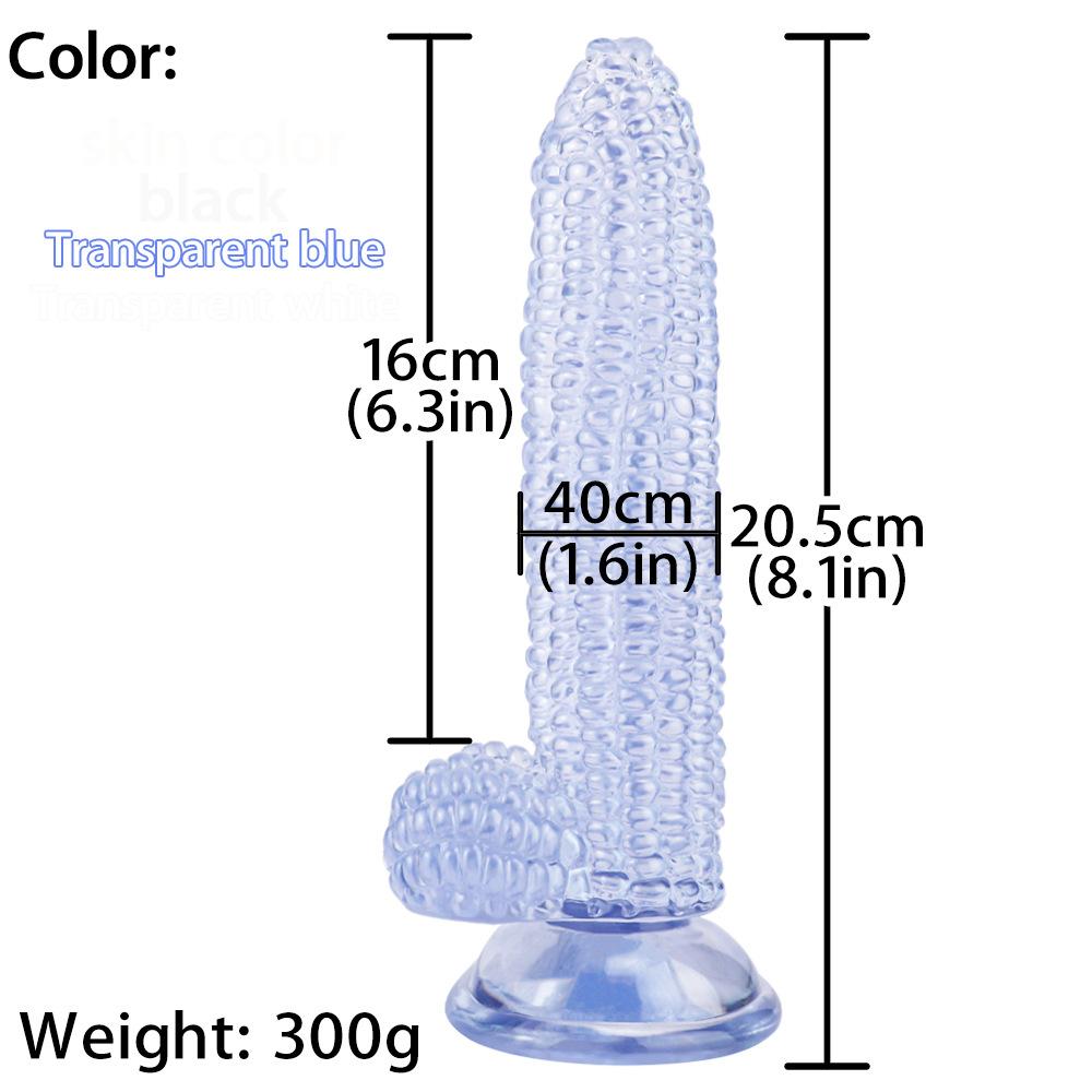 Corn-Shaped Silicone Anal Plug - Realistic Fake Penis with Strong Suction Cup, Transparent Dildo for Adults