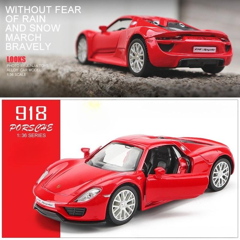 Simulation 1/36 Maßstab Porsche 918 Supersportwagen Legierungsmodell Sammlung Miniaturauto Heimdekoration Spielzeugfahrzeug Kinder Junge Geschenk