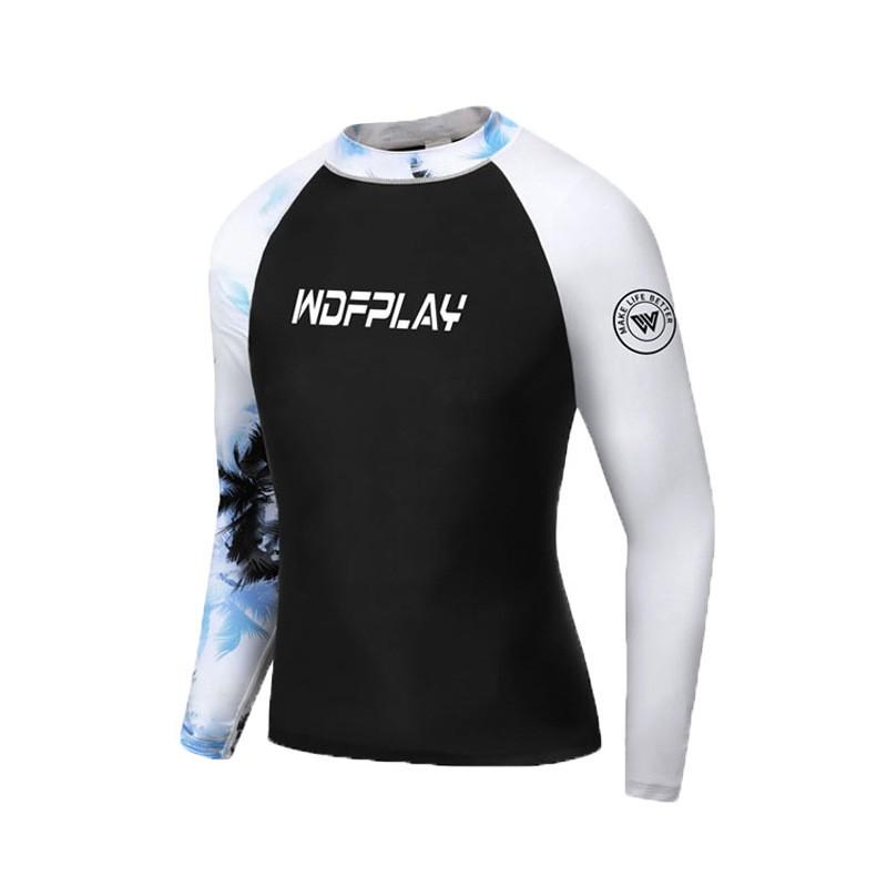 Mens Long Sleeve Rash Guard UPF 50 Quick Dry Swim Shirt Snorkeling Surfing Diving Water Sports