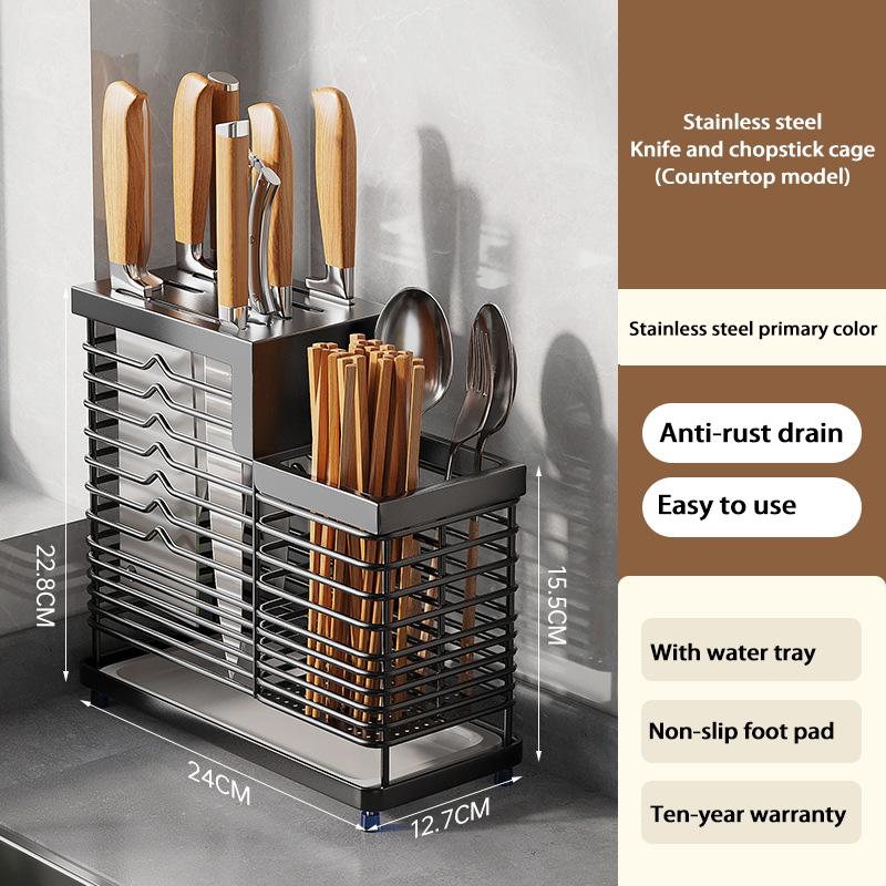 Stainless Steel Fork Chopstick Drain Storage Rack Chopsticks Spoons Drainer Basket Flatware Storage Drainer Kitchen Organizer