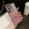 For Samsung Galaxy S25 Ultra Luxury Plating Rhinestone Frame Diamond Ring Stand Phone Case For Samsung S22 S23 S24 S25Plus Cover