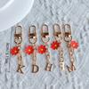 Metal Red Daisy Alphabet Keychain  A-Z 26 Letters Keyring Charms Bag Pendant Jewelry Gift Accessories