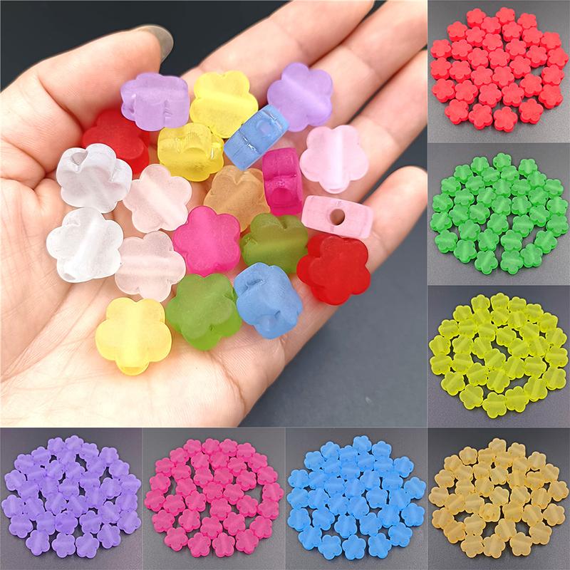 Transparent 15mm Frosted Spaced Beads Plum Flower DIY Necklace Bracelet Accessories Hair Jewelry Jewelry Making Flower Shape Acrylic For 10pcs  Beads