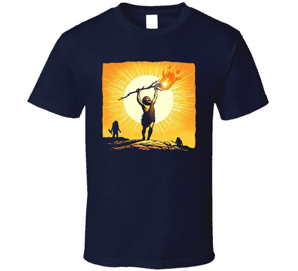 

Prehistoric Man Discovers Fire Fantasy T Shirt 4XL