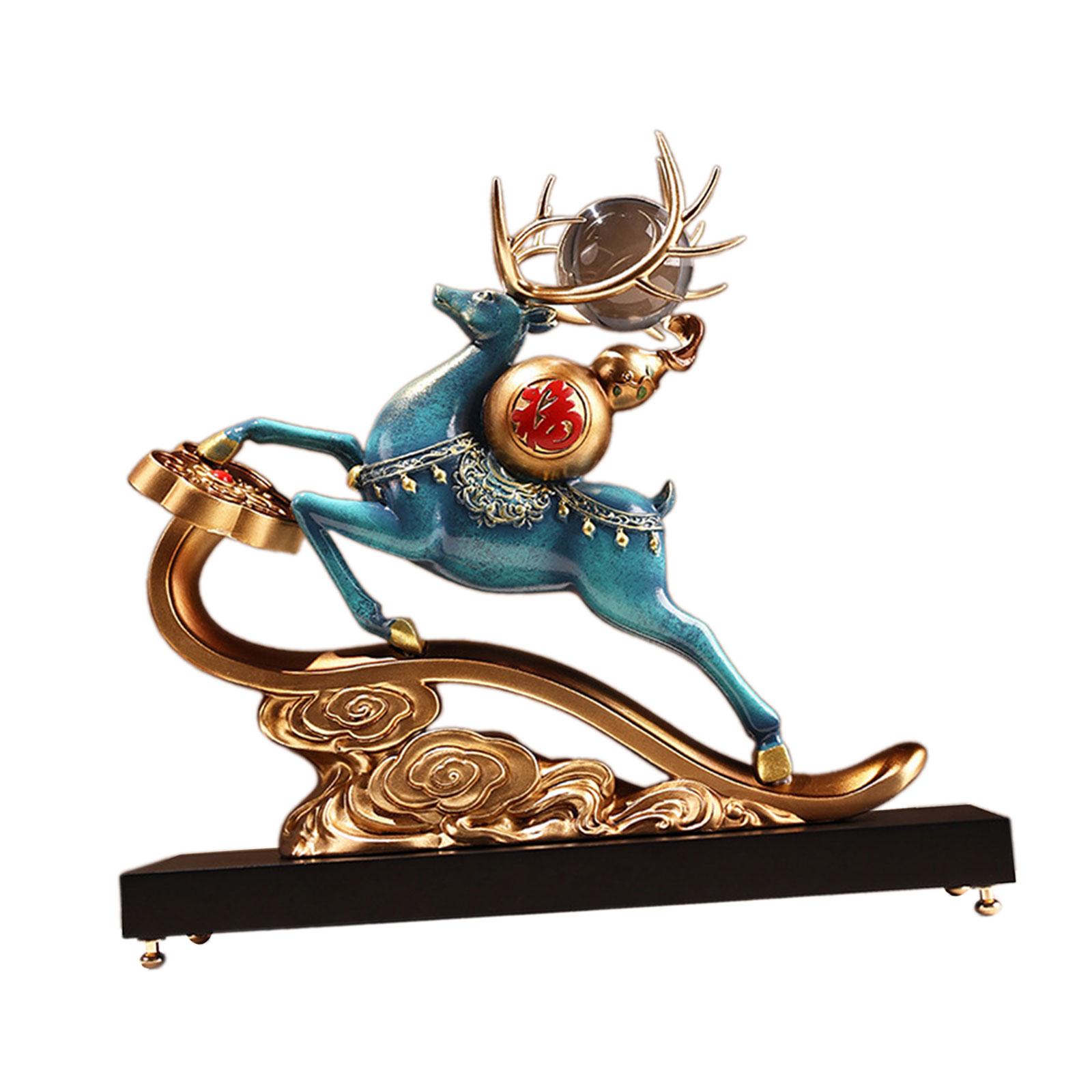 

Скульптура оленя, домашний декор, декоративное новогоднее украшение, поделки, статуя оленя для входа, гостиной, книжной полки, спальни, стола синий