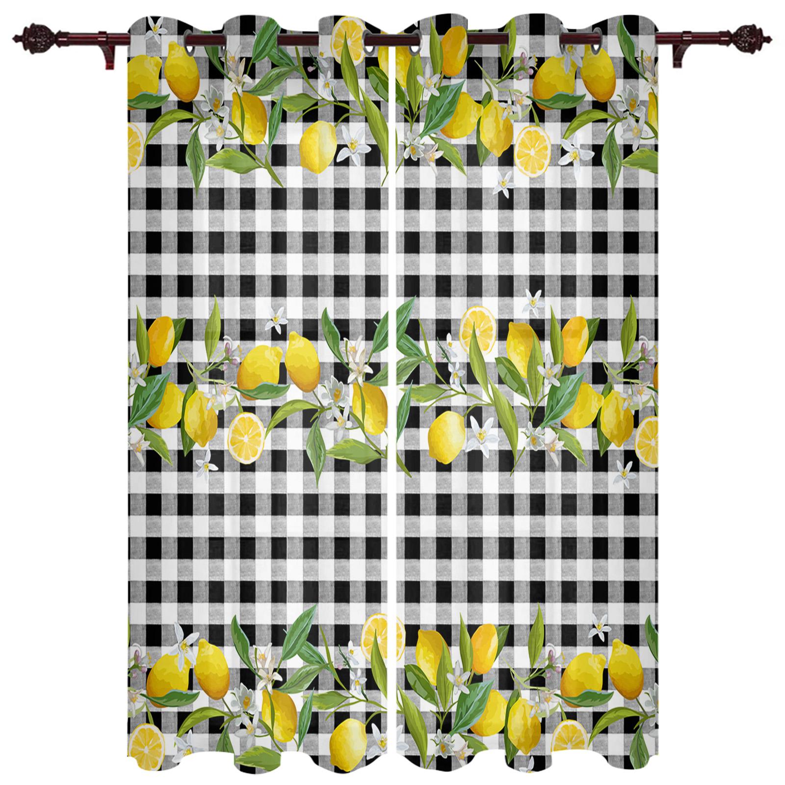 

Современные оконные шторы для гостиной, летние лимонные клетчатые шторы для детской спальни, кухонный декор, жалюзи, шторы 135W x 60H(cm) x1