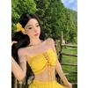 Dopamine Hollow Cross Strap Pleated Tube Top Small Vest Top Set Dress Big Pendulum Vacation Skirt
