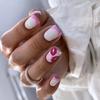 Uña a Presión Cuadrada Corta Uña Falsa Francesa Cobertura Completa Uña Falsa Acrílica Diseño de San Valentín Uña Falsa para Mujeres y Niñas