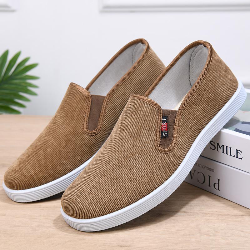 Spring New Cloth Shoes Men's Shoes Strip Velvet Casual Shoes Men's Black Shoes Breathable