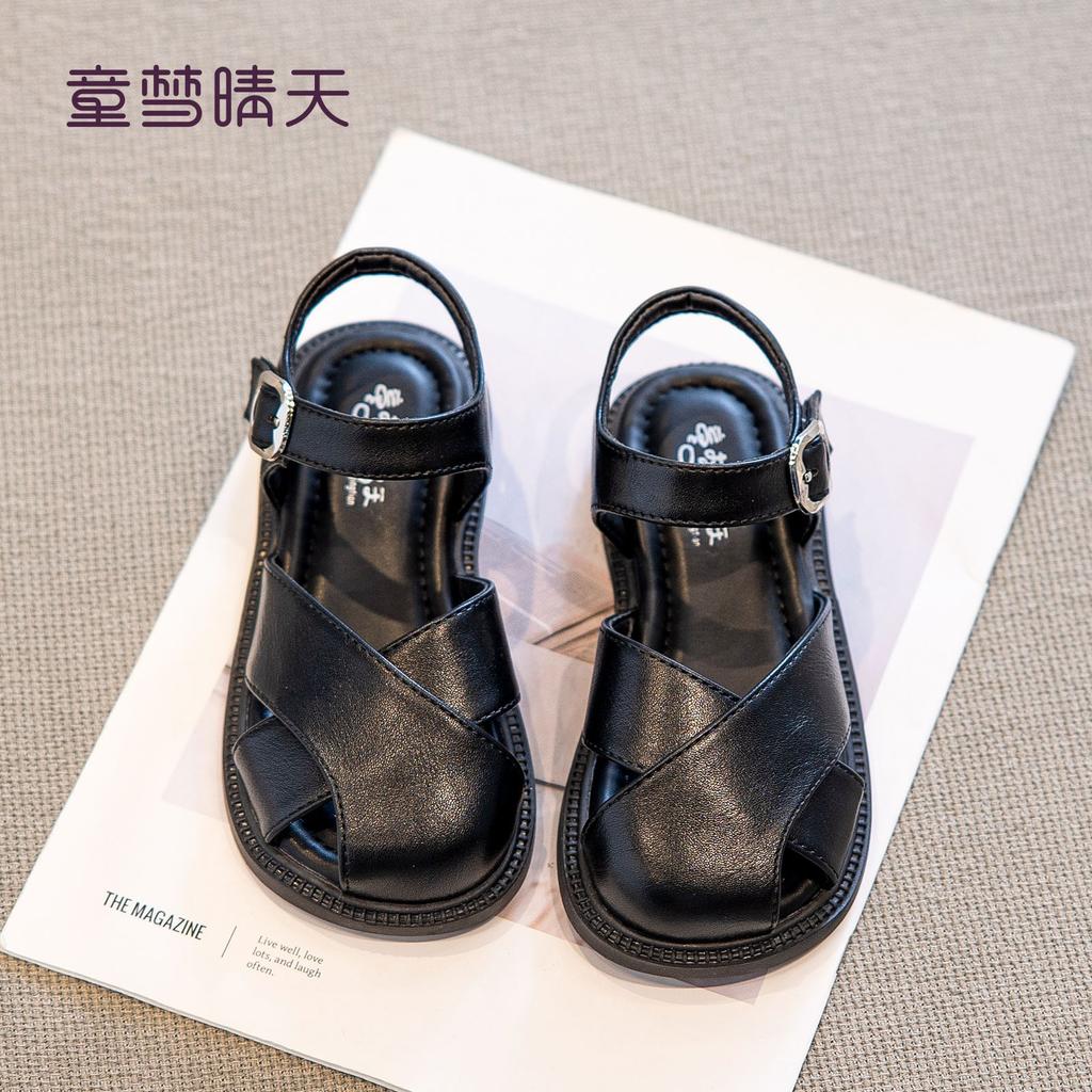 Size 26-37, Girls' Sandals 2025 Summer New Bag Head Shoes, Children's Bag Head Rome Leisure Beach Classmates