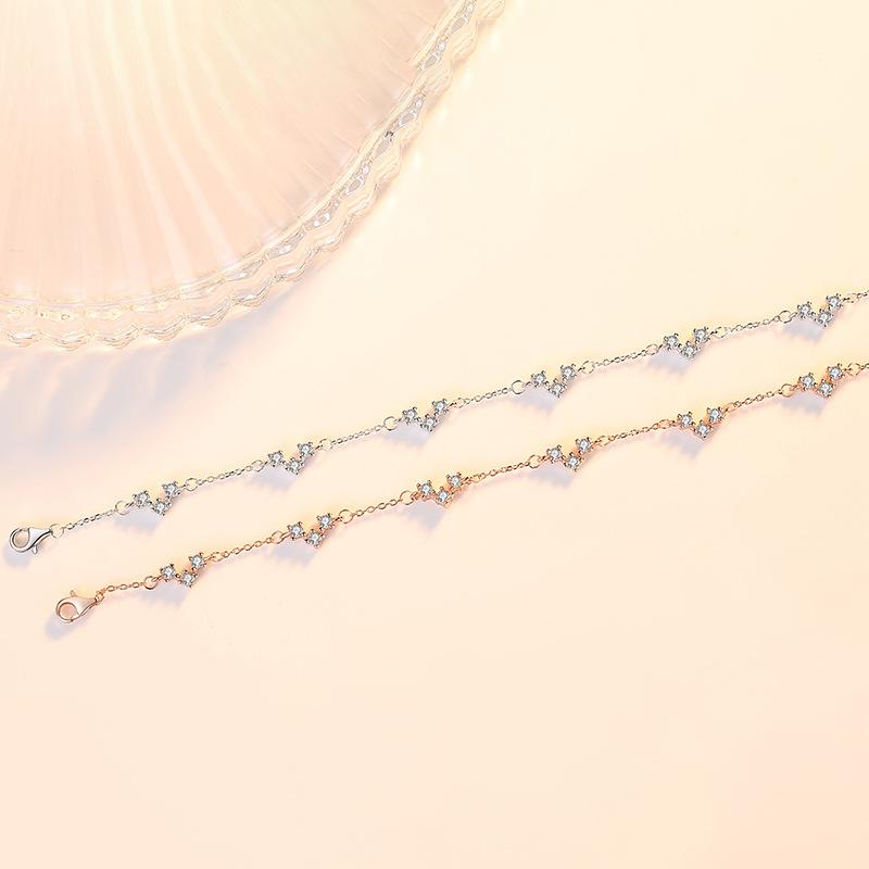 

Браслет из стерлингового серебра S925 Sansheng достаточно удачлив, чтобы быть инкрустированным бриллиантами Нишевый модный браслет Простые женские ручные украшения