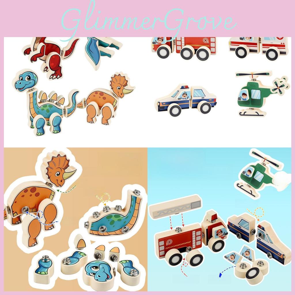 Wooden Dinosaur Building Blocks Educational Toy For Kids Developmental Play