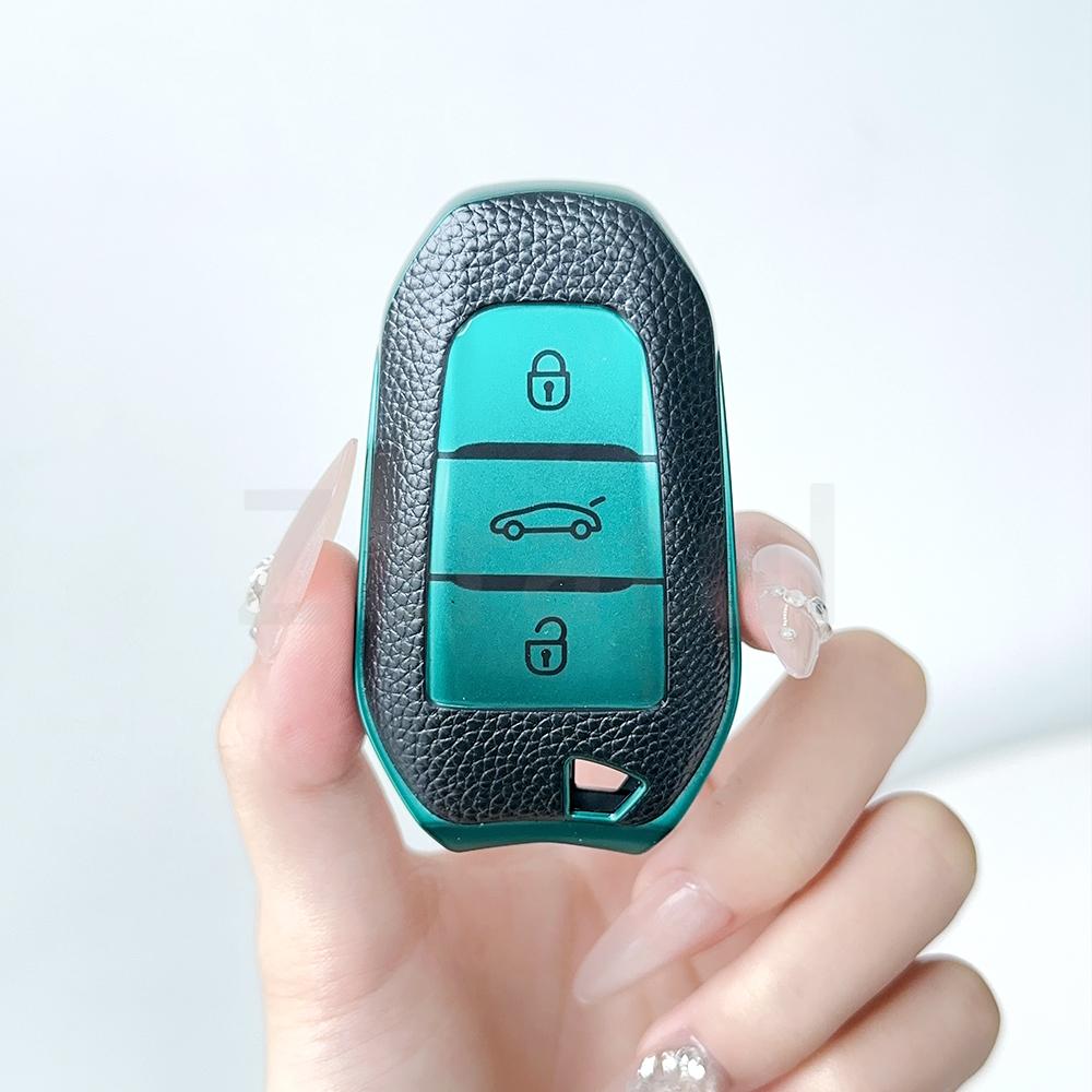 For Peugeot 2008 3008 4008 5008 308 408 508 Citroen C1 C2 C4 C6 C3-Xr Grand Ds3 Ds5 Tpu Leather Car Smart Key Case Cover Shell
