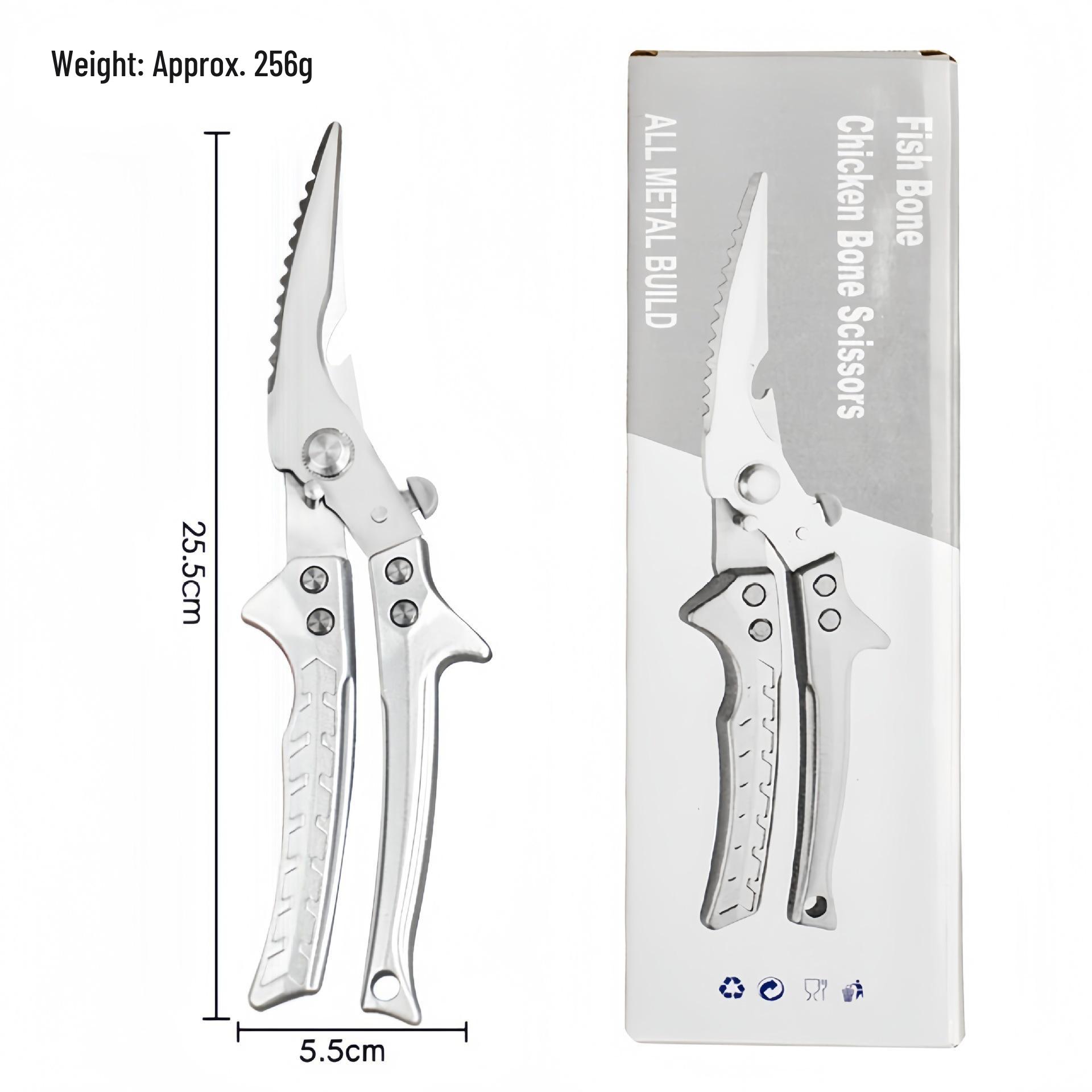 Stainless Steel Multifunctional Kitchen Scissors for Poultry, Fish Scales, and Bottle Opening