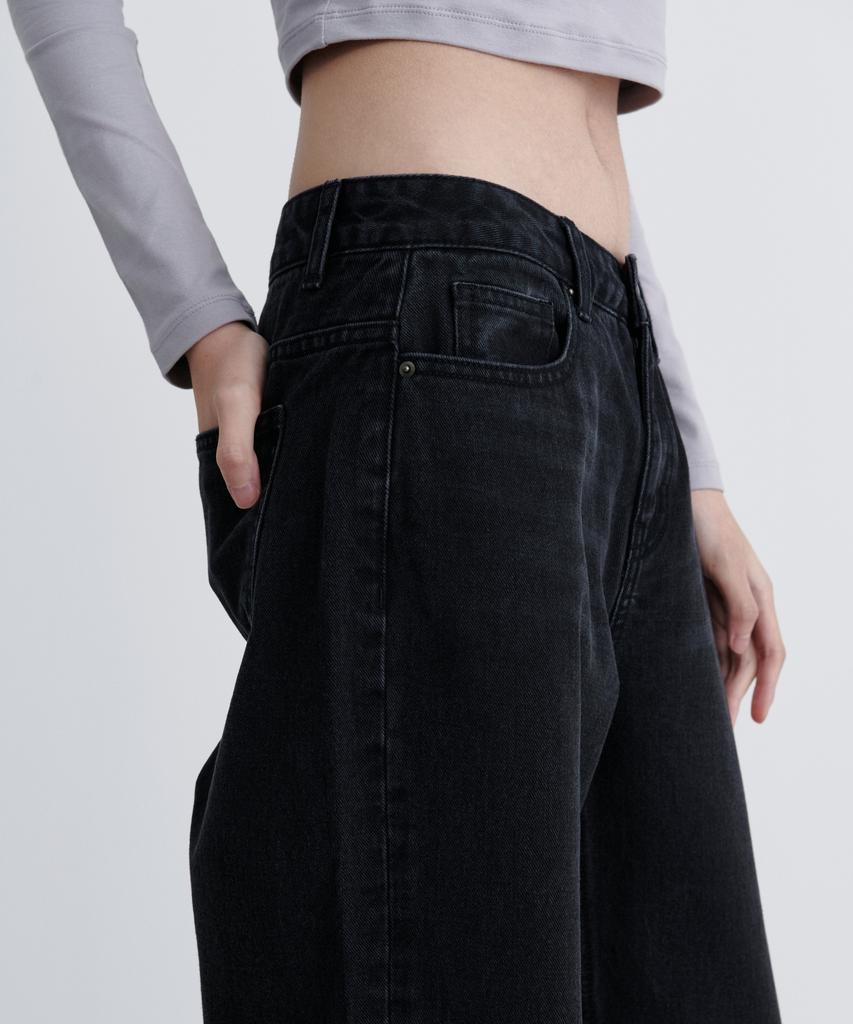 MUSINSA STANDARD WOMAN Women'S Low-Rise Wide Denim Pants [Washed Black]