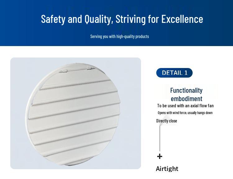 Round Aluminum Alloy Self-Closing Air Vent Louver Fan for Indoor Exhaust Systems