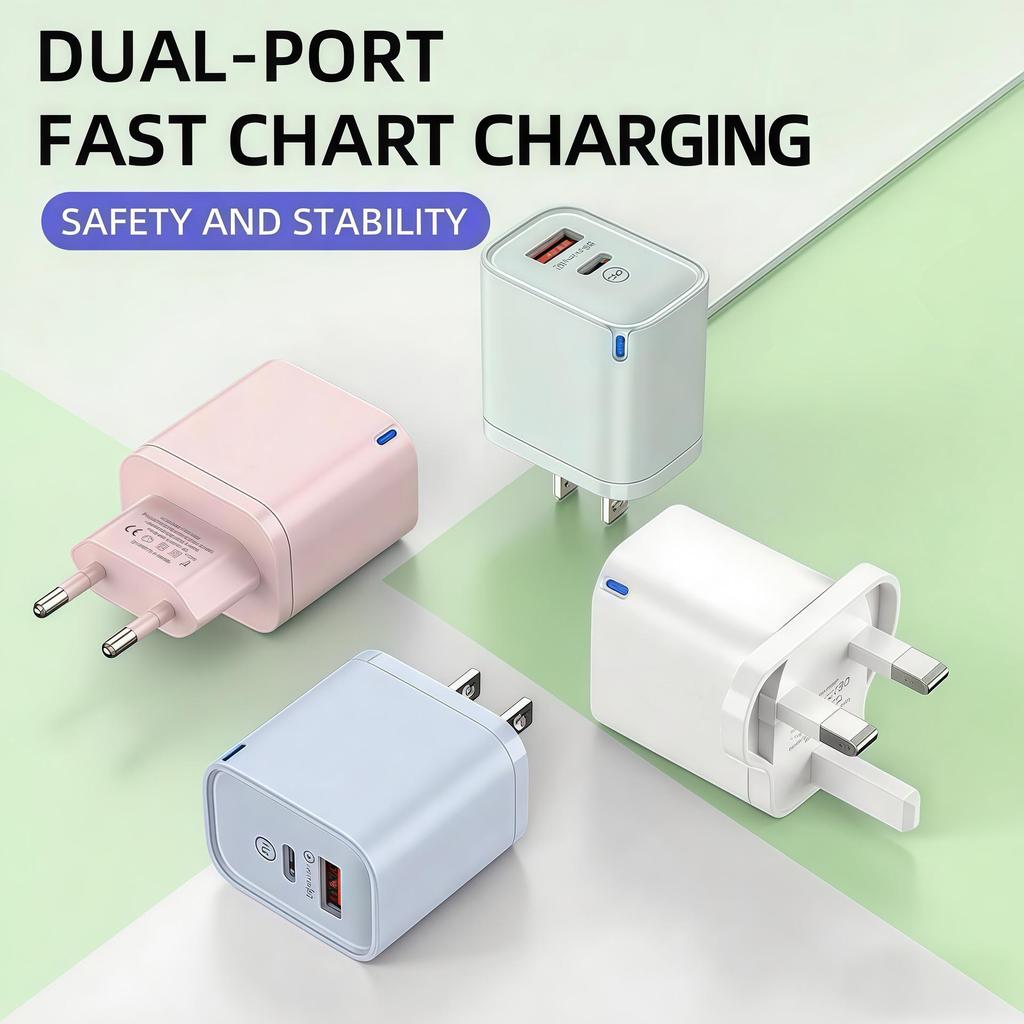 65W Macaron Light Charger, QC3.0, Multi-Port Fast Charging for Apple & Android (A+C)