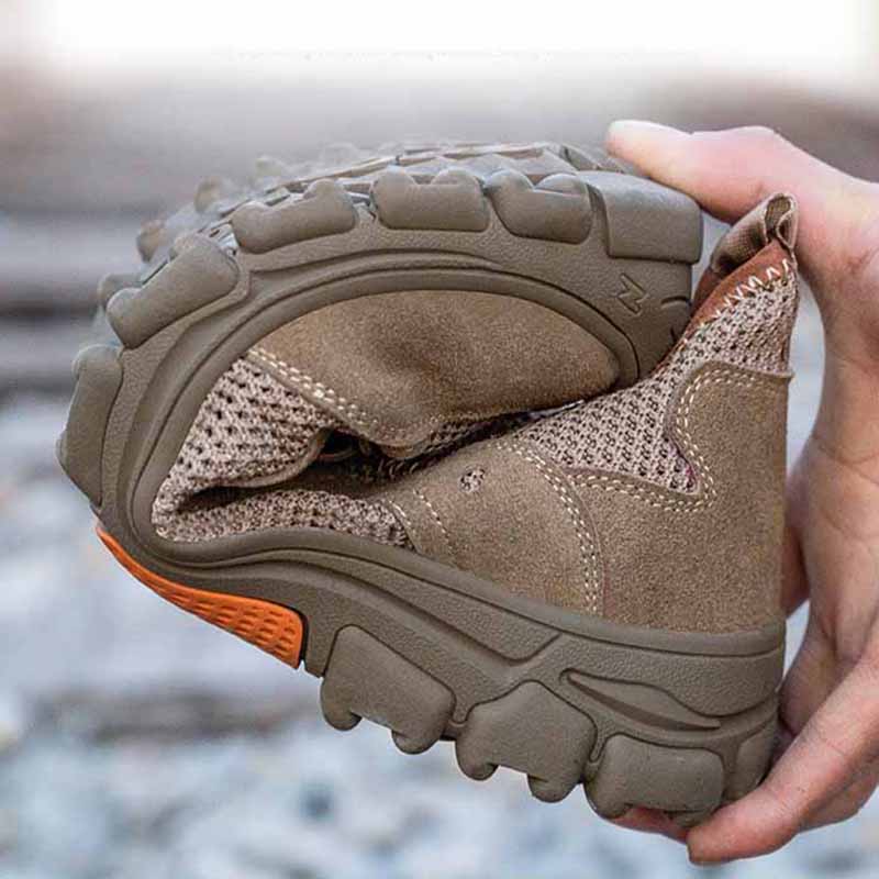 Oulylan  Steel Toe Anti Smash Safety Boots Fashion Work Sneakers Men Work  Indestructible Cowhide Safety Shoes Breathable Shoes