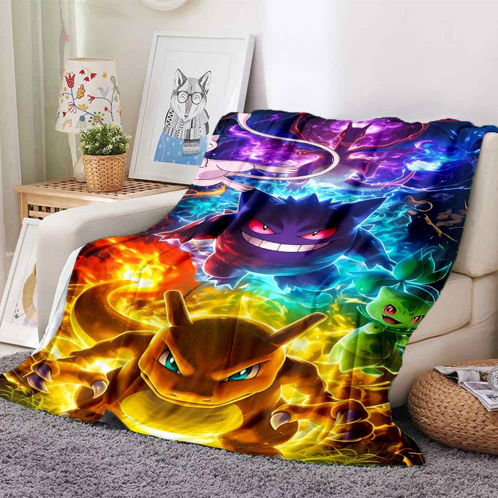 1pc Pokémon, Charmander Flannel Blanket [Cozy Throw Blanket] For Sofa, Bed, Travel, Camping, Livingroom, Office, Couch, Chair, And Bed