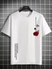 Summer new rose print men's T-shirt loose size 100% cotton rose print casual slim round neck short-sleeved T-shirt top