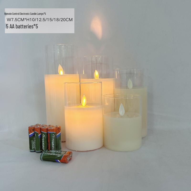 Remote-Controlled LED Glass Candle Lamp with Flickering Flame - Ideal for Romantic Home Decor and Weddings