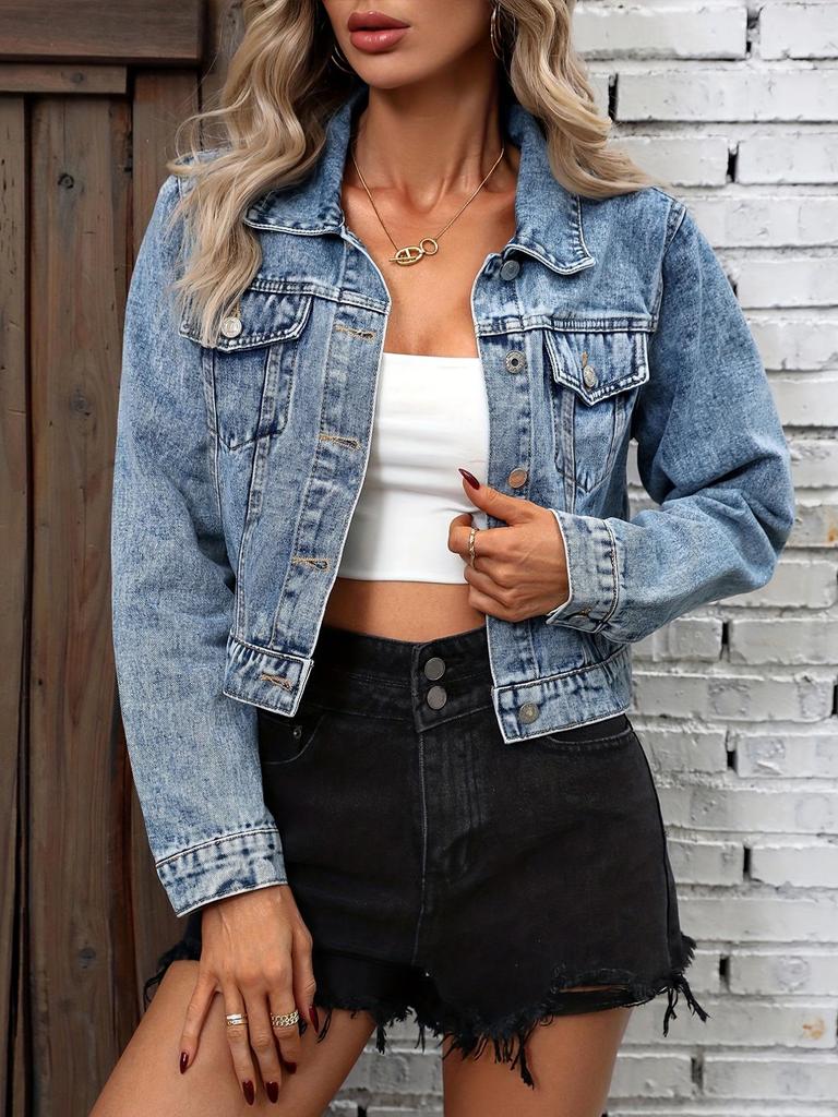Autumn Long-Sleeved Denim Jacket for Cross-Border Shipping To Russia